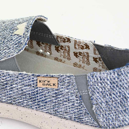 Kick Back Couch Classic Woven Canvas Blue Grey