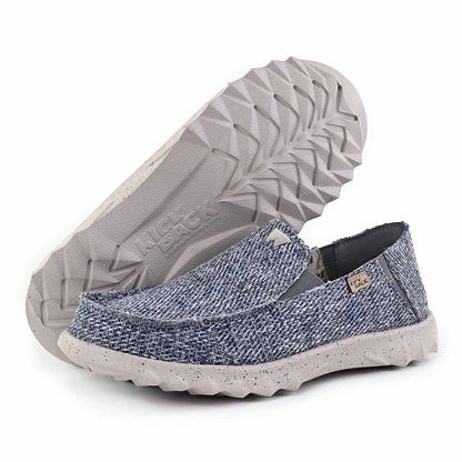 Kick Back Couch Classic Woven Canvas Blue Grey