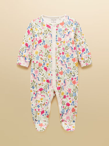 Joules Razamataz Cotton Babygrow in Cream Horse