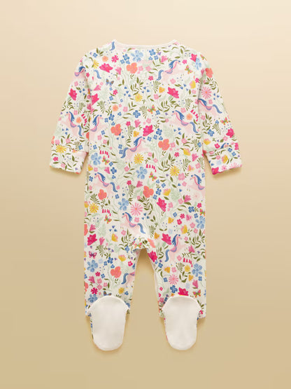 Joules Razamataz Cotton Babygrow in Cream Horse