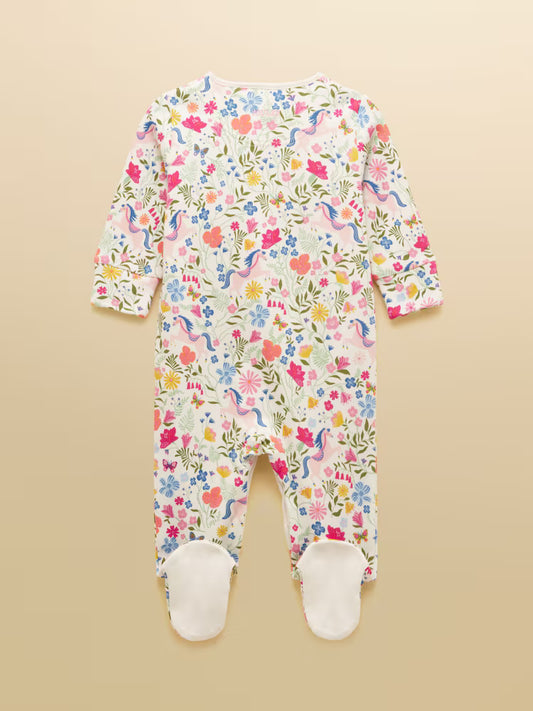 Joules Razamataz Cotton Babygrow in Cream Horse