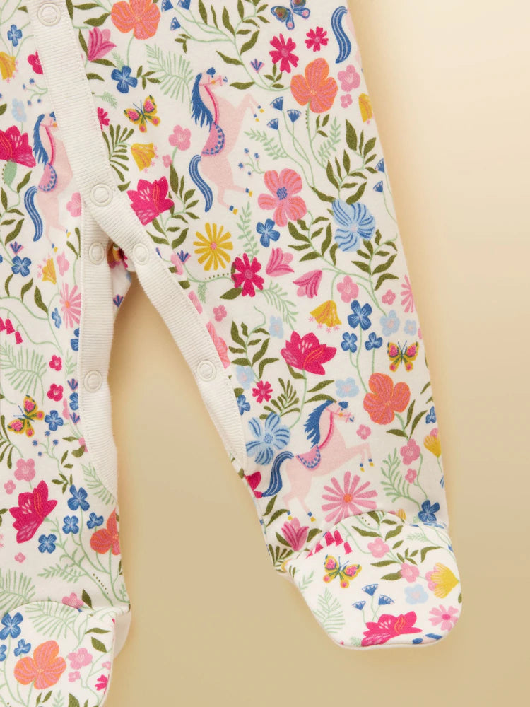 Joules Razamataz Cotton Babygrow in Cream Horse