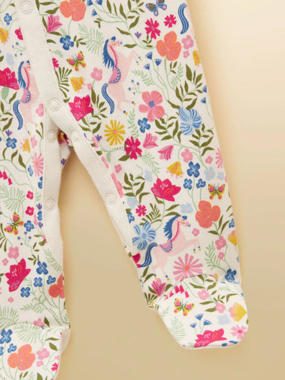 Joules Razamataz Cotton Babygrow in Cream Horse