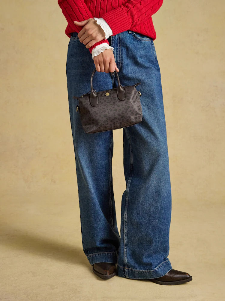Joules Mini Crossbody Handbag in Chocolate Brown Leopard