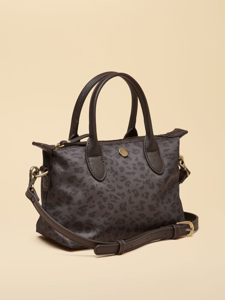 Joules Mini Crossbody Handbag in Chocolate Brown Leopard