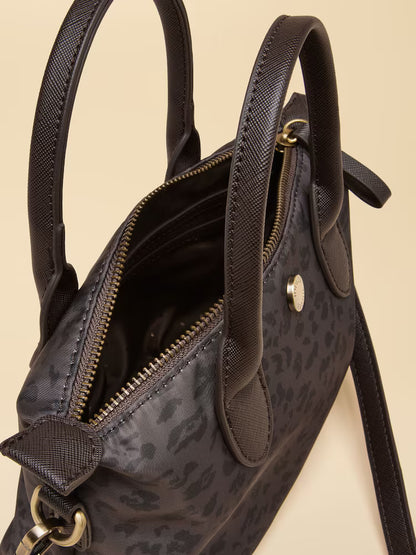 Joules Mini Crossbody Handbag in Chocolate Brown Leopard