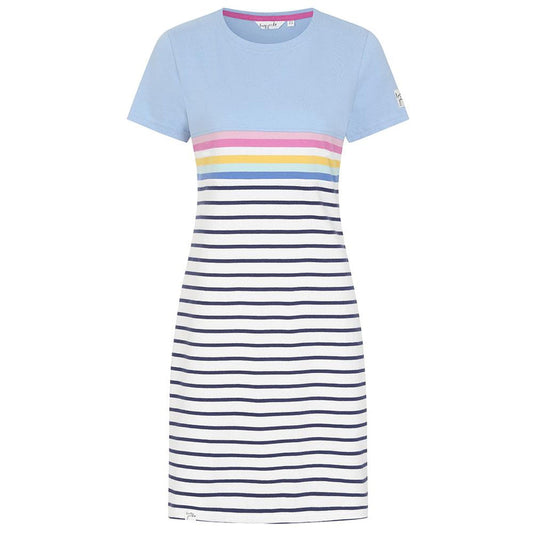 Lazy Jacks Striped T-Shirt Dress - Sky