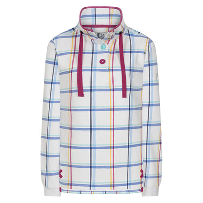 Lazy Jacks Plaid Button Neck Sweatshirt in Watercolours