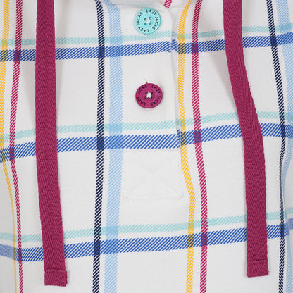 Lazy Jacks Plaid Button Neck Sweatshirt in Watercolours
