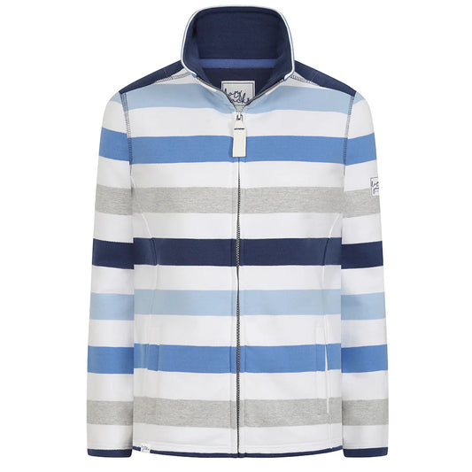 Lazy Jacks Striped Full Zip Sweatshirt in Blues