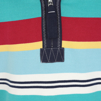 Lazy Jacks Boys Stripes 1/4 Zip Sweatshirt in Aquarius