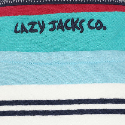 Lazy Jacks Boys Stripes 1/4 Zip Sweatshirt in Aquarius