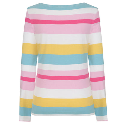 Lazy Jacks Long Sleeve Breton Top in Brights