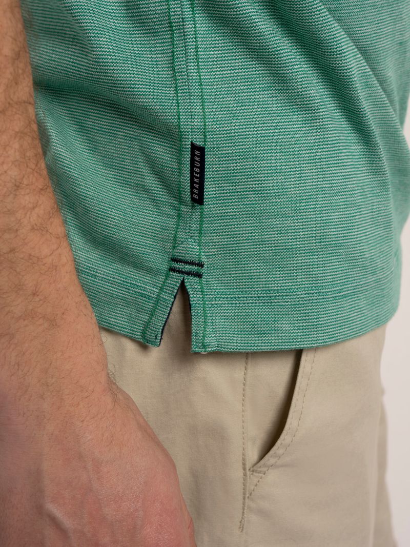 Brakeburn Sandown Micro Stripped Polo in Green