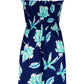Pour Moi Removable Straps Shirred Bandeau Beach Dress in Navy Tropical