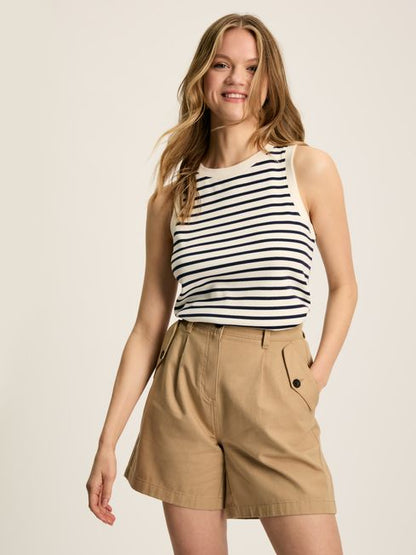 Joules Harbour Jersey Vest in Cream/Navy