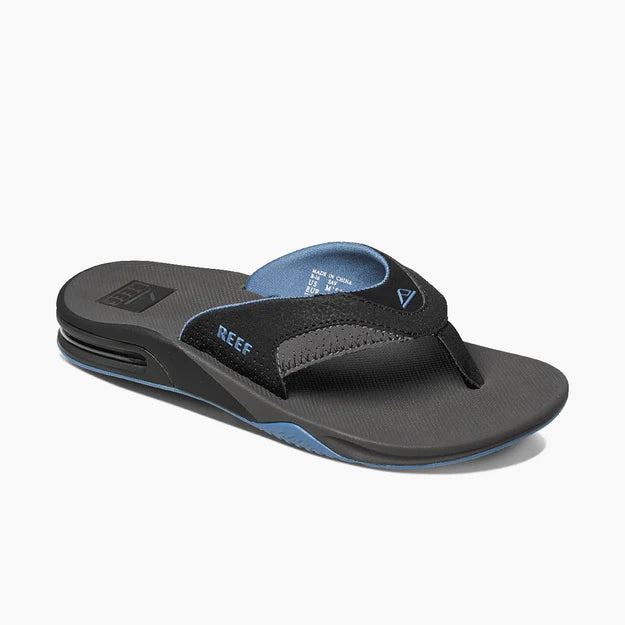 Reef Fanning Flip Flops in Grey/Light Blue