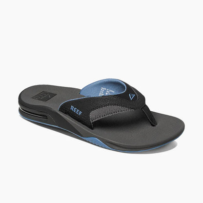 Reef Fanning Flip Flops in Grey/Light Blue