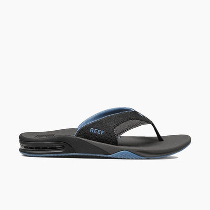 Reef Fanning Flip Flops in Grey/Light Blue