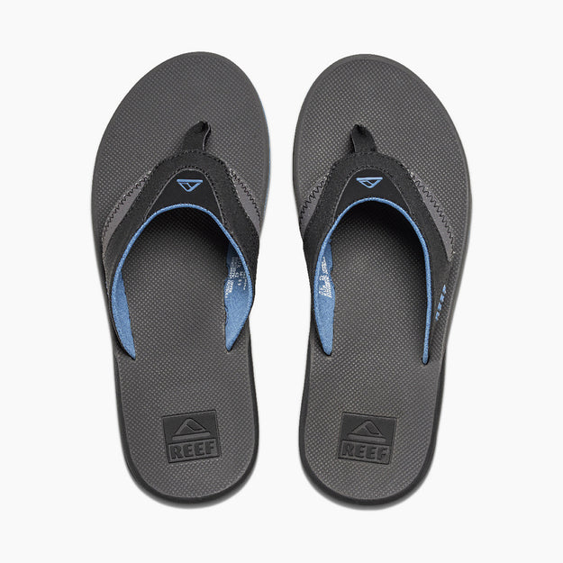 Reef Fanning Flip Flops in Grey/Light Blue