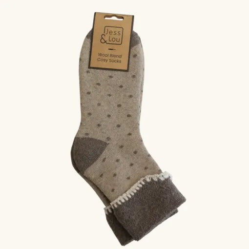 Jess and Lou Cappuchino Cuff Cosy Socks