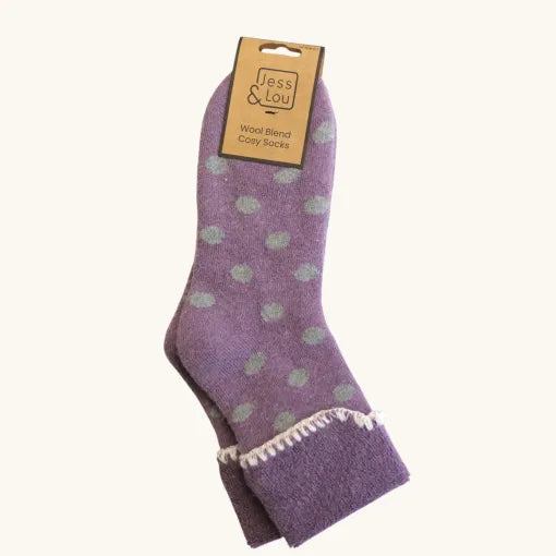 Jess and Lou Lavender Cuff Cosy Socks