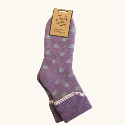 Jess and Lou Lavender Cuff Cosy Socks