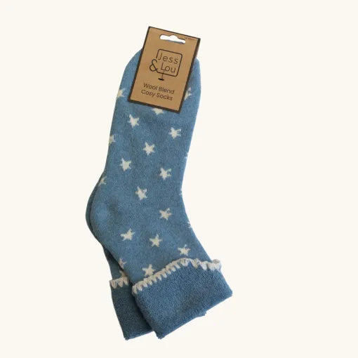 Jess and Lou Cornflower Cuff Cosy Socks