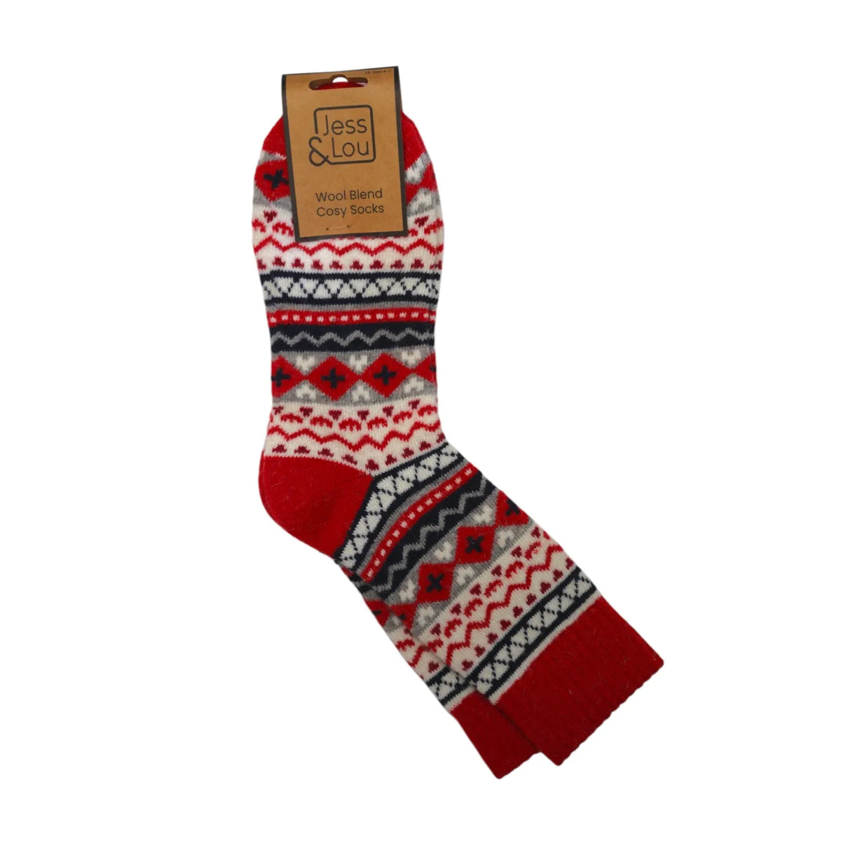 Jess and Lou Red Nordic Cosy Socks