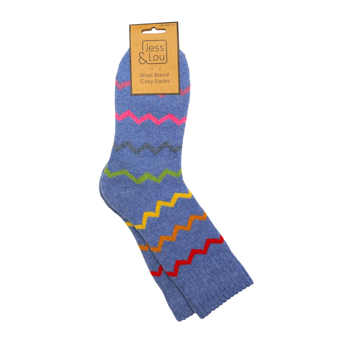 Jess and Lou Blue Zig Zag Cosy Socks
