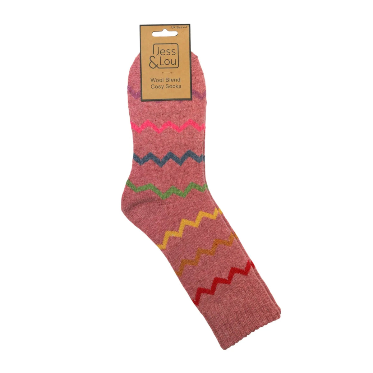 Jess and Lou Pink Zig Zag Cosy Socks
