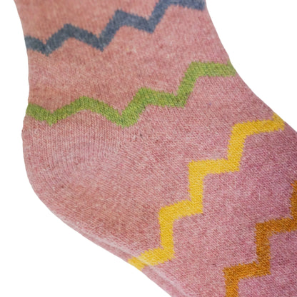 Jess and Lou Pink Zig Zag Cosy Socks