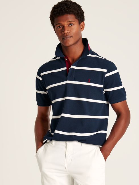 Joules Filbert Polo Shirt in Navy White Stripe