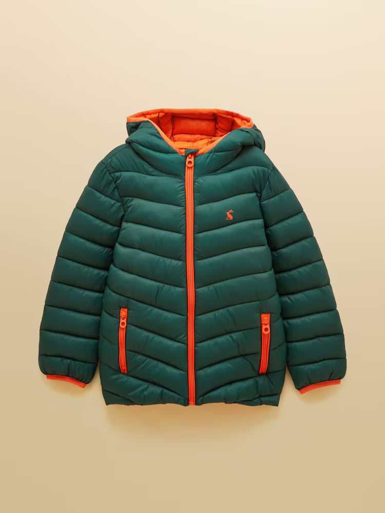 Joules Carin Boys Dark Green Showerproof Padded Coat