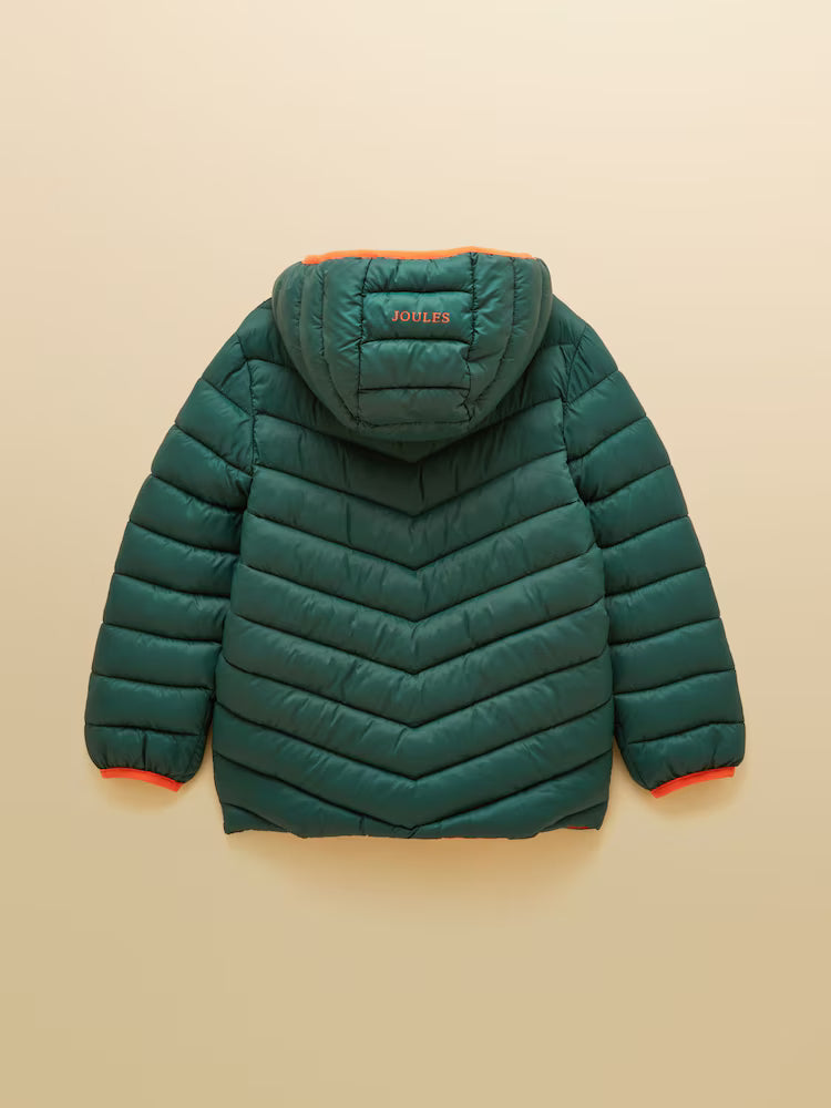 Joules Carin Boys Dark Green Showerproof Padded Coat