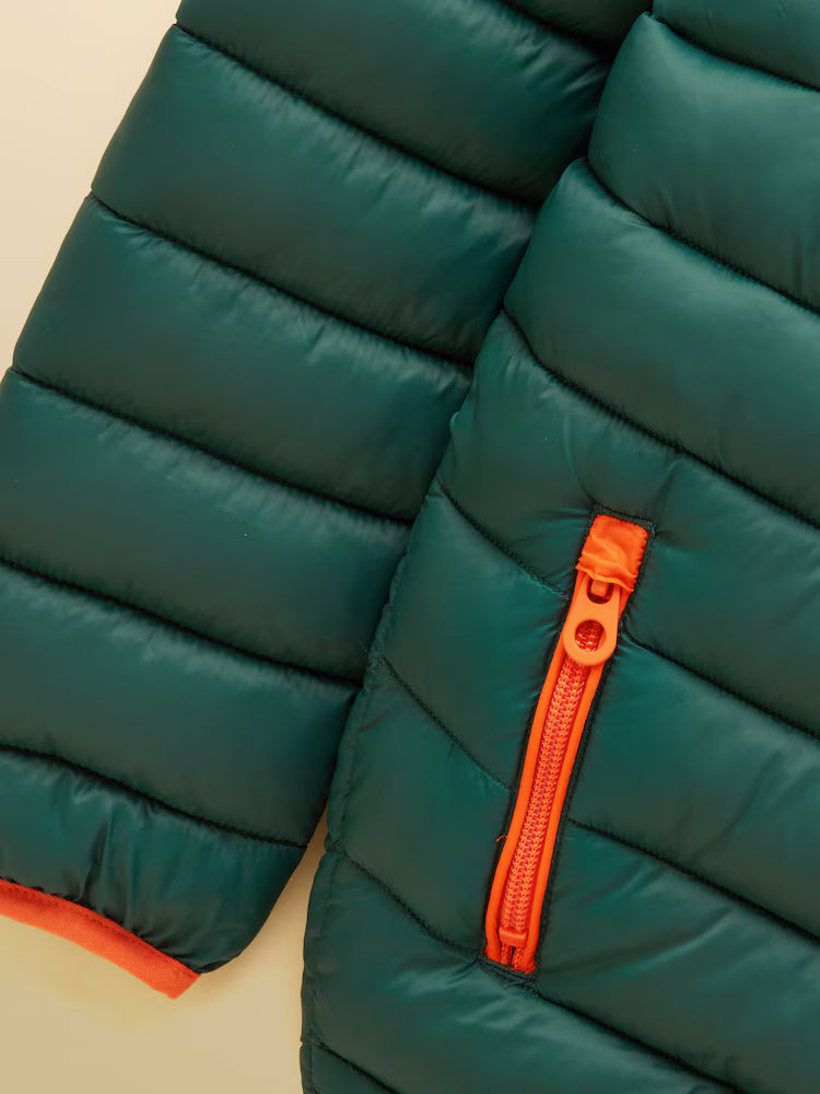 Joules Carin Boys Dark Green Showerproof Padded Coat