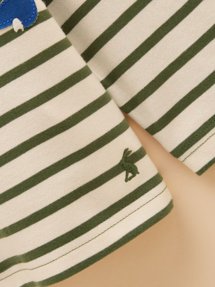 Joules Finlay Green Dino Long Sleeve Applique Tee