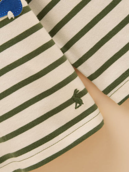 Joules Finlay Green Dino Long Sleeve Applique Tee