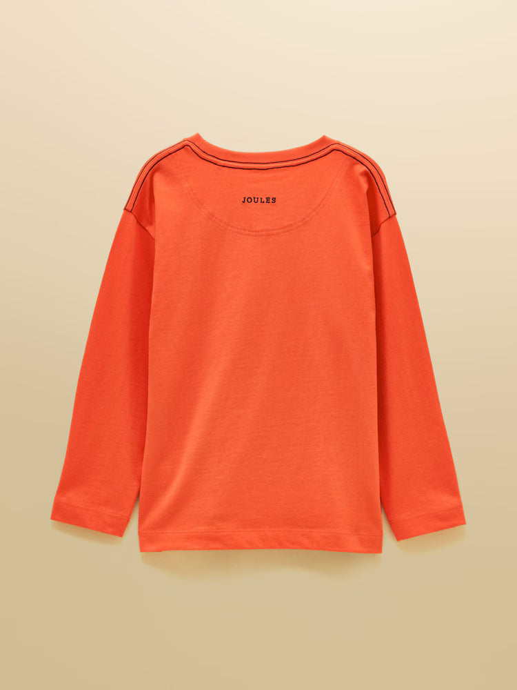 Joules Finlay Boys Orange Glow in The Dark Long Sleeve Tee