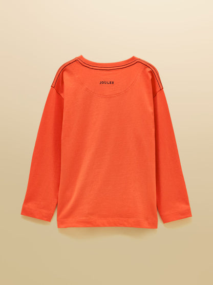 Joules Finlay Boys Orange Glow in The Dark Long Sleeve Tee