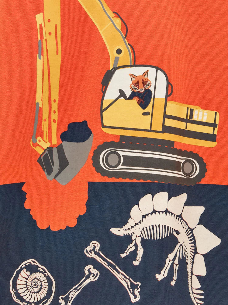 Joules Finlay Boys Orange Glow in The Dark Long Sleeve Tee