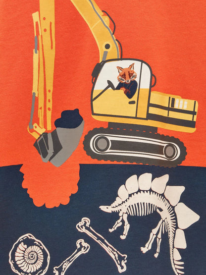 Joules Finlay Boys Orange Glow in The Dark Long Sleeve Tee
