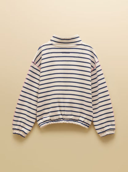 Joules Kennedy Girls Navy and Cream Cropped Jumper