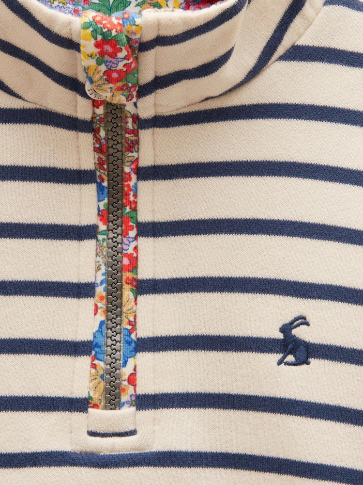 Joules Kennedy Girls Navy and Cream Cropped Jumper