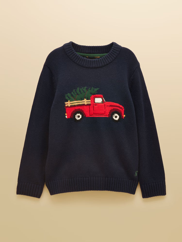 Jouls Intarsia Blue Knit Jumper