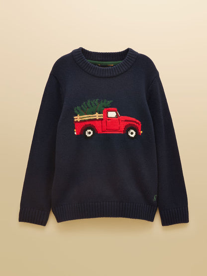 Jouls Intarsia Blue Knit Jumper