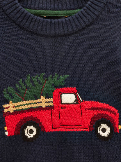 Jouls Intarsia Blue Knit Jumper