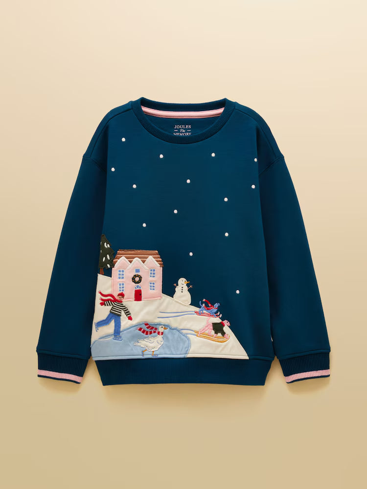 Joules Mackenzie Teal Blue Sweatshirt With Faux Fur Lining