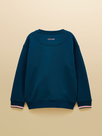 Joules Mackenzie Teal Blue Sweatshirt With Faux Fur Lining