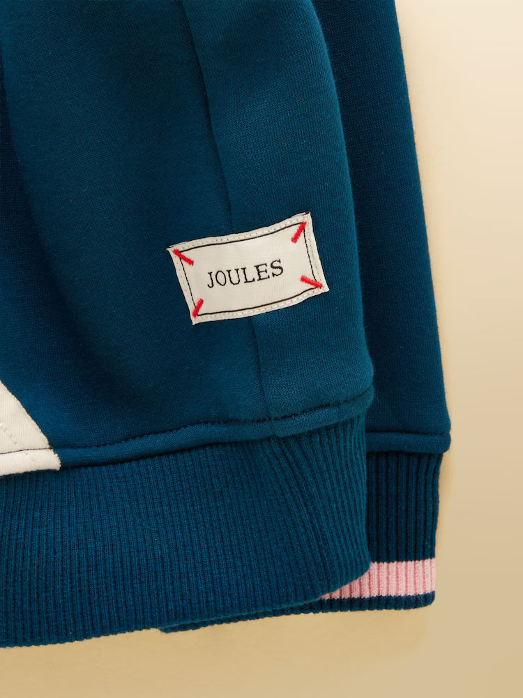 Joules Mackenzie Teal Blue Sweatshirt With Faux Fur Lining